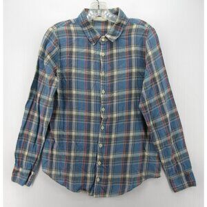 CP Shades Shirt Small Linen Brushed Flannel Button Down Plaid Cabincore